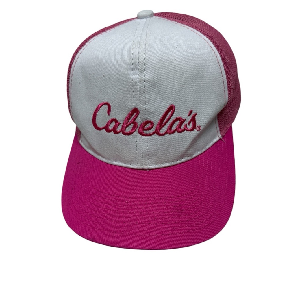 Bass Pro Shops Cabelas pink white trucker hat SnapBack one size